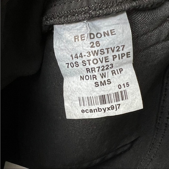 NWT RE/DONE 70s High Rise Rip Knee Raw Hem Ankle Crop Stovepipe Straight Jean 26 - Picture 12 of 13
